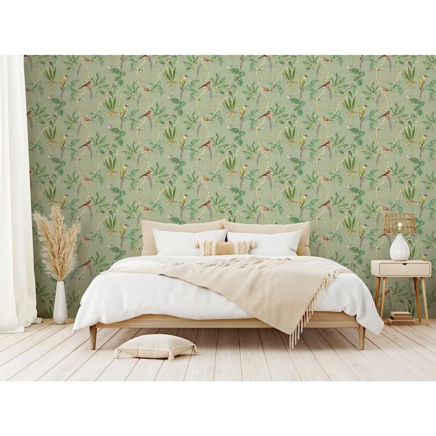 - Esselle Hill Top Garden Sage Green Wallpaper - 100029EH - Decor Warehouse