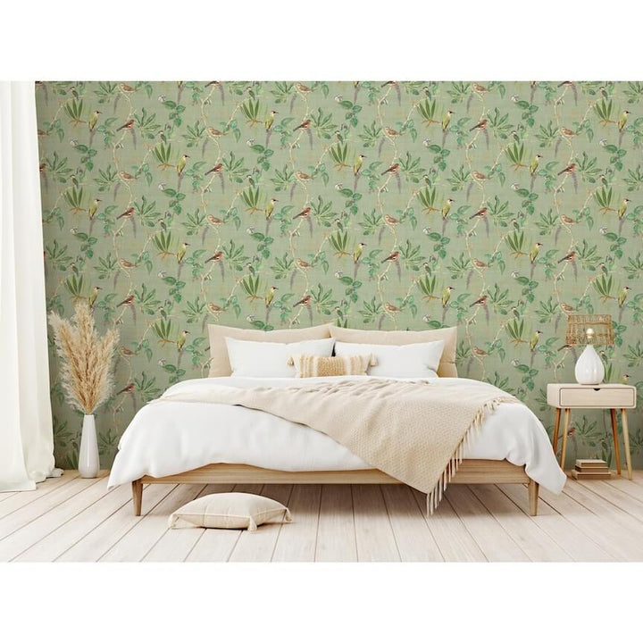  - Esselle Hill Top Garden Sage Green Wallpaper - 100029EH - Decor Warehouse