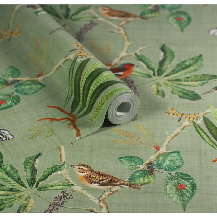  - Esselle Hill Top Garden Sage Green Wallpaper - 100029EH - Decor Warehouse