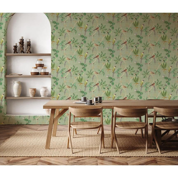  - Esselle Hill Top Garden Sage Green Wallpaper - 100029EH - Decor Warehouse
