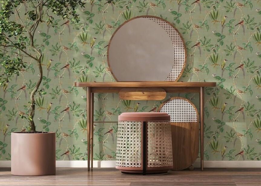 - Esselle Hill Top Garden Sage Green Wallpaper - 100029EH - Decor Warehouse