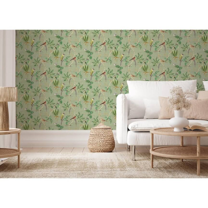  - Esselle Hill Top Garden Sage Green Wallpaper - 100029EH - Decor Warehouse