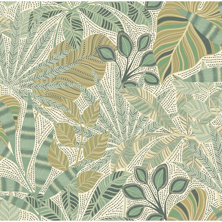  - Esselle Kirra Leaf Citrus/Green Wallpaper - 100031EH - Decor Warehouse