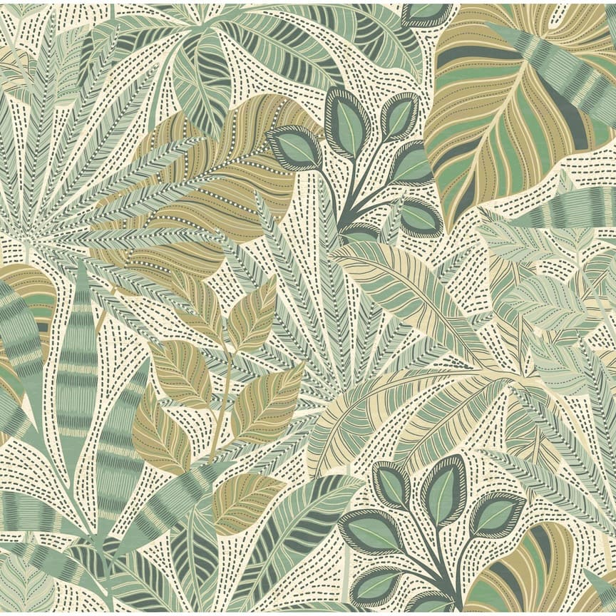  - Esselle Kirra Leaf Citrus/Green Wallpaper - 100031EH - Decor Warehouse