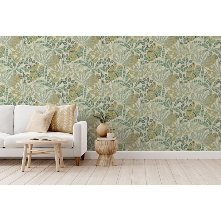  - Esselle Kirra Leaf Citrus/Green Wallpaper - 100031EH - Decor Warehouse
