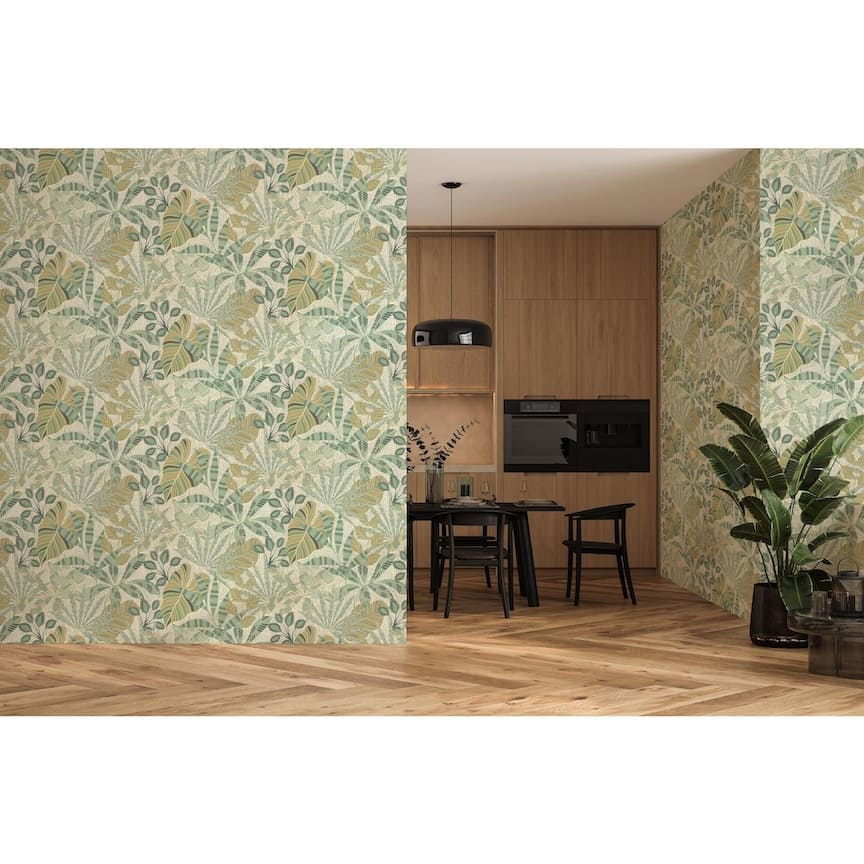  - Esselle Kirra Leaf Citrus/Green Wallpaper - 100031EH - Decor Warehouse