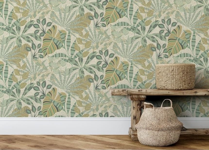  - Esselle Kirra Leaf Citrus/Green Wallpaper - 100031EH - Decor Warehouse