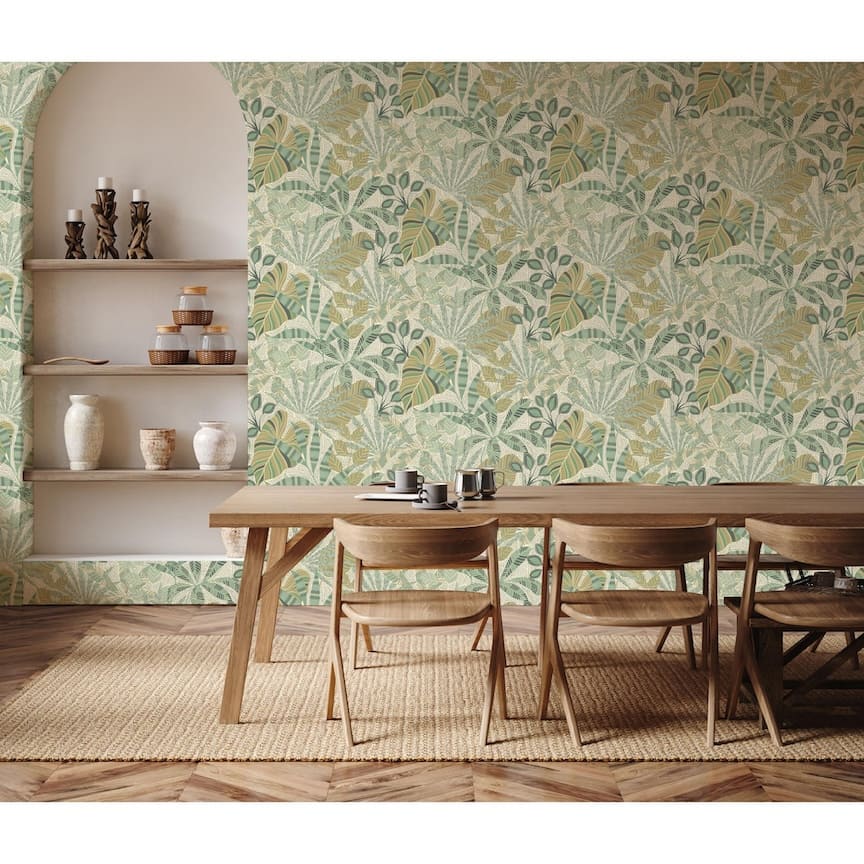  - Esselle Kirra Leaf Citrus/Green Wallpaper - 100031EH - Decor Warehouse