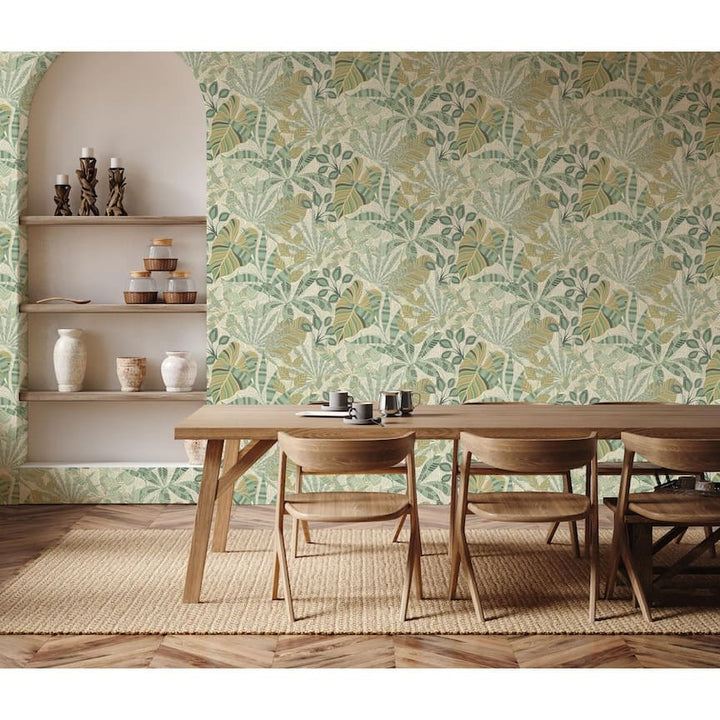  - Esselle Kirra Leaf Citrus/Green Wallpaper - 100031EH - Decor Warehouse