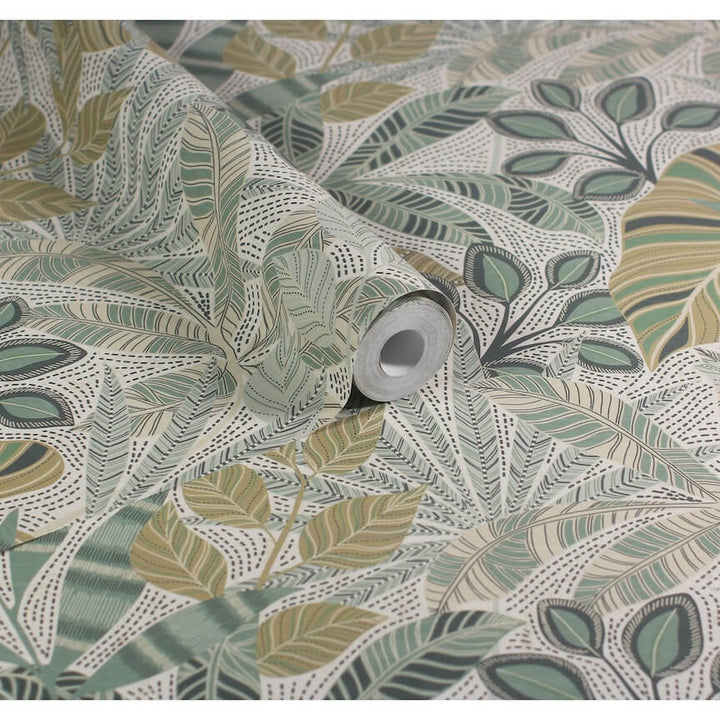  - Esselle Kirra Leaf Citrus/Green Wallpaper - 100031EH - Decor Warehouse