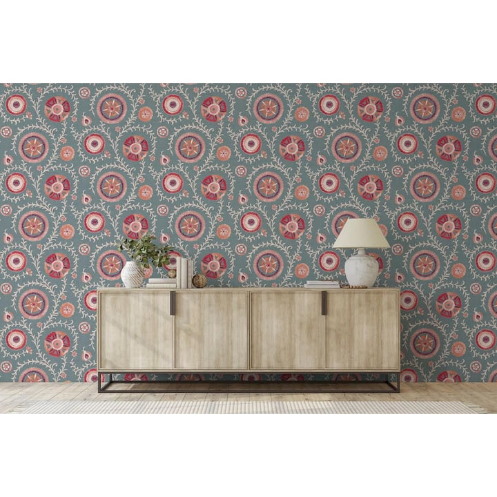  - Esselle Nahlia Trail Spice/Blue Wallpaper - 100034EH - Decor Warehouse