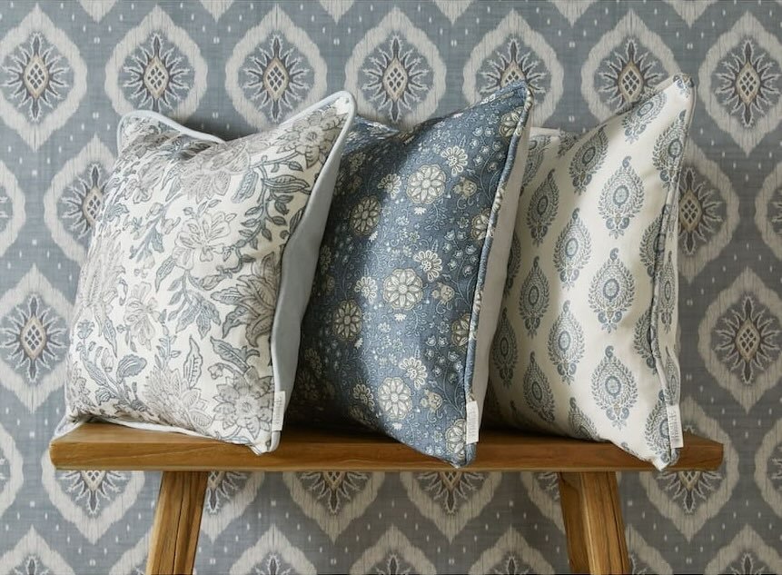 - Esselle Odina Ikat Soft Blue Wallpaper - 100038EH - Decor Warehouse
