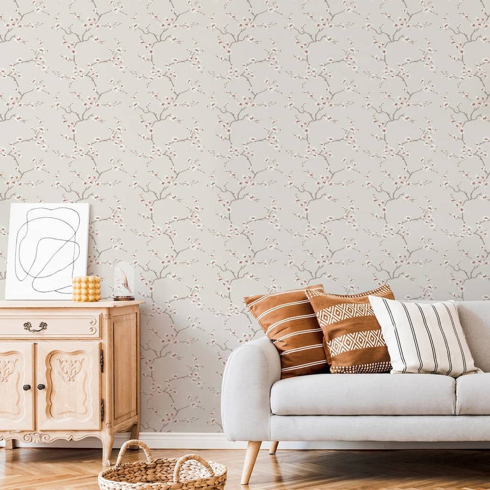 Fresco Apple Blossom Burnt Orange Wallpaper - 