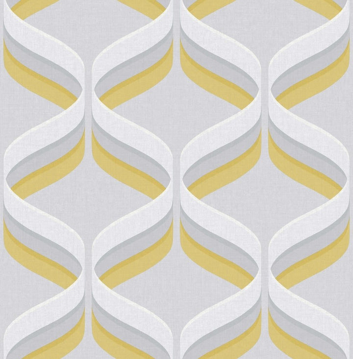 107978 - Fresco - Fresco Retro Ogee Ochre Wallpaper - Decor Warehouse