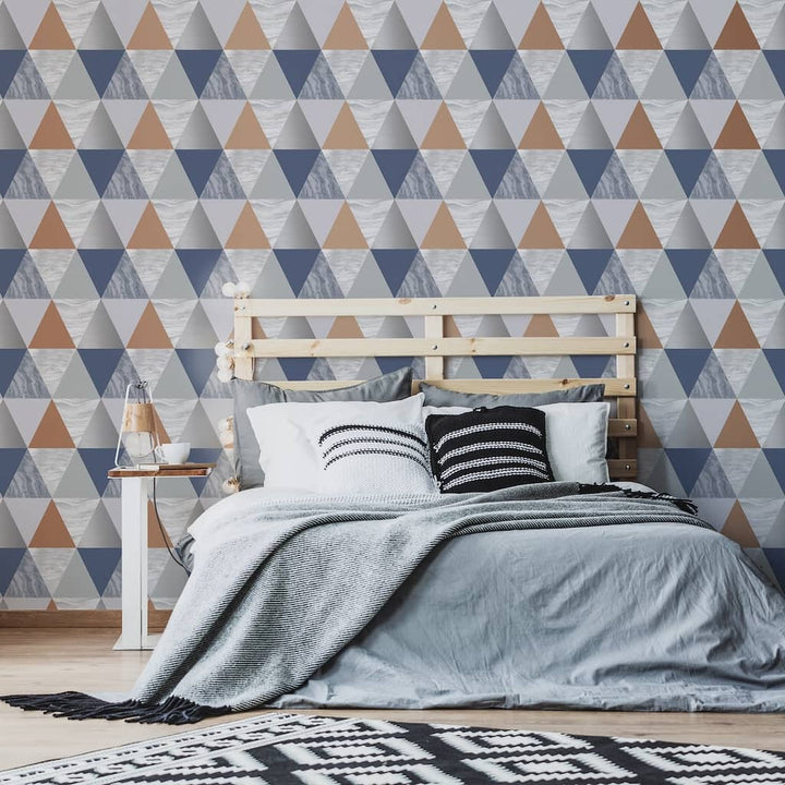 Harlequin Navy & Rose Gold Wallpaper - 111399