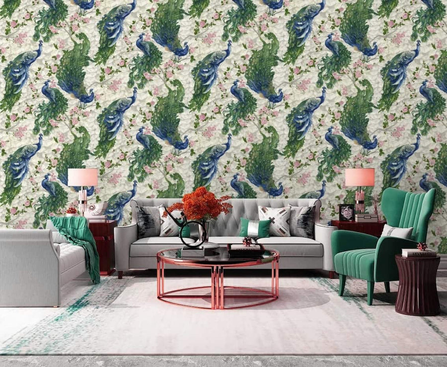  - Harold Peacock Wallpaper - LT7708 - Decor Warehouse