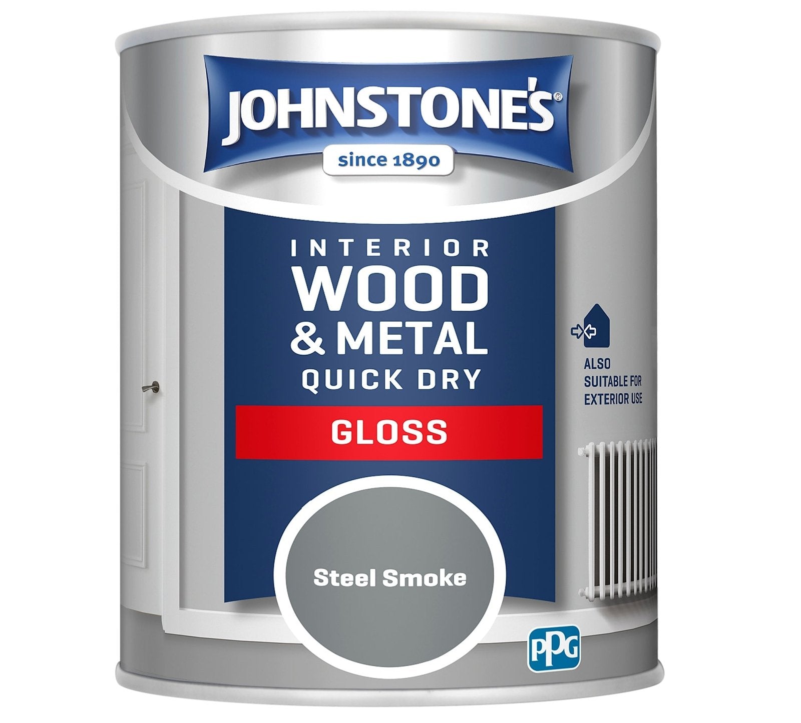 - Johnstone's Interior Wood & Metal Quick Dry Gloss - Steel Smoke - 750ml - Decor Warehouse