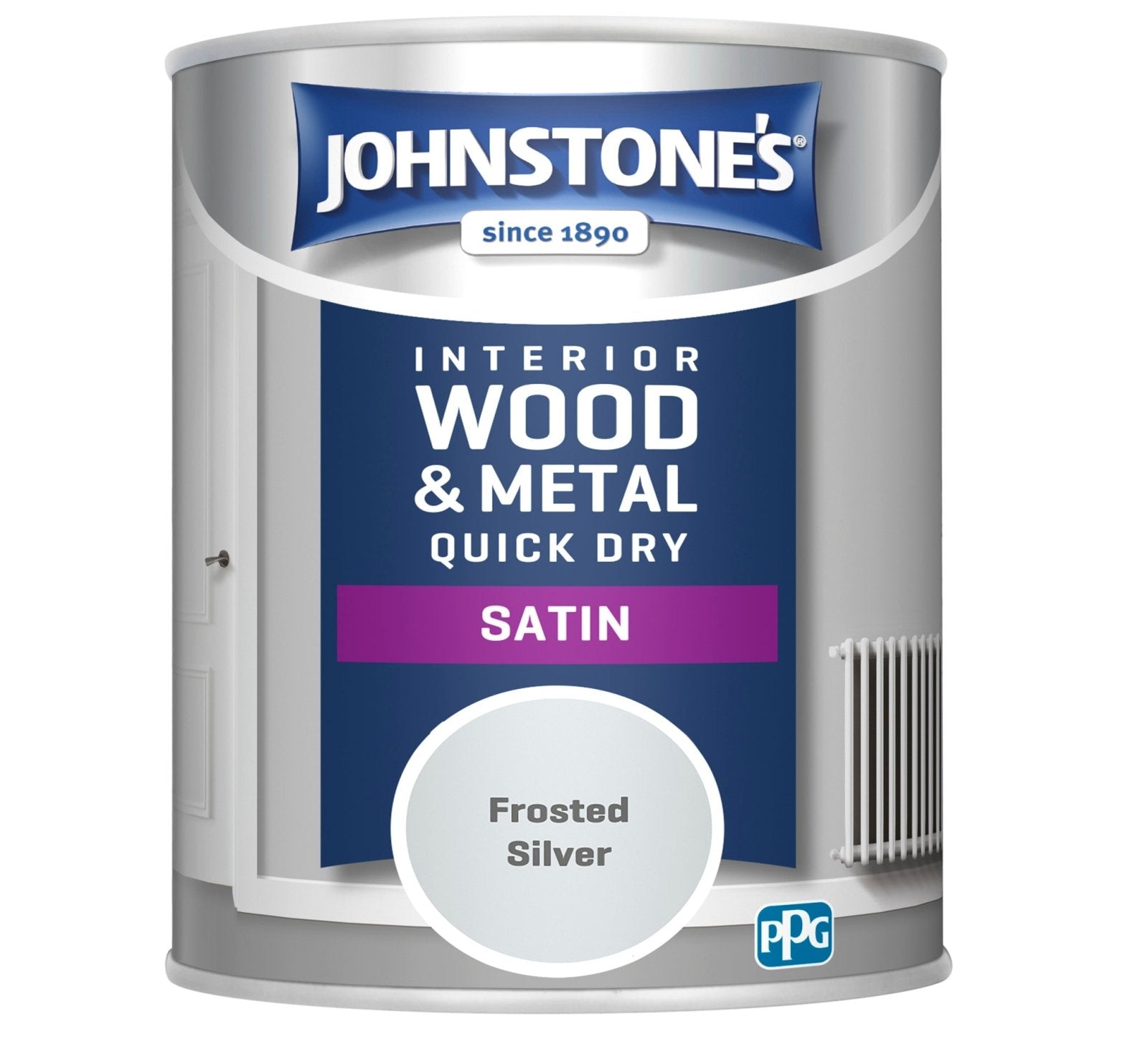 - Johnstone's Interior Wood & Metal Quick Dry Satin Paint - Frosted Silver - 750ml - Decor Warehouse