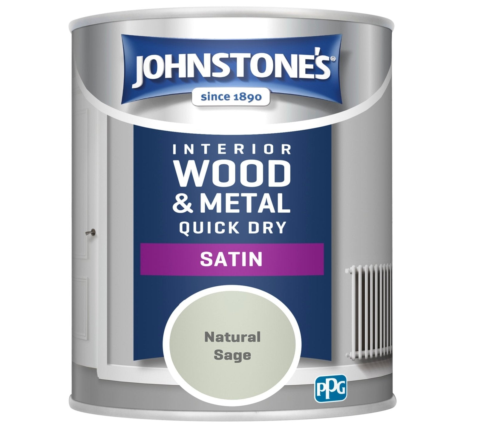 - Johnstone's Interior Wood & Metal Quick Dry Satin Paint - Natural Sage - 750ml - Decor Warehouse