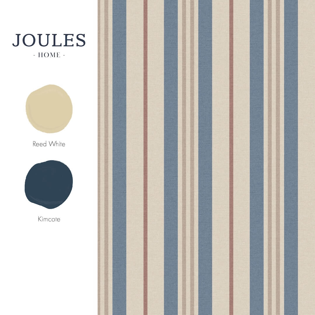 128926 - Joules - Joules Grove Stripe Pink & Blue Wallpaper - Decor Warehouse