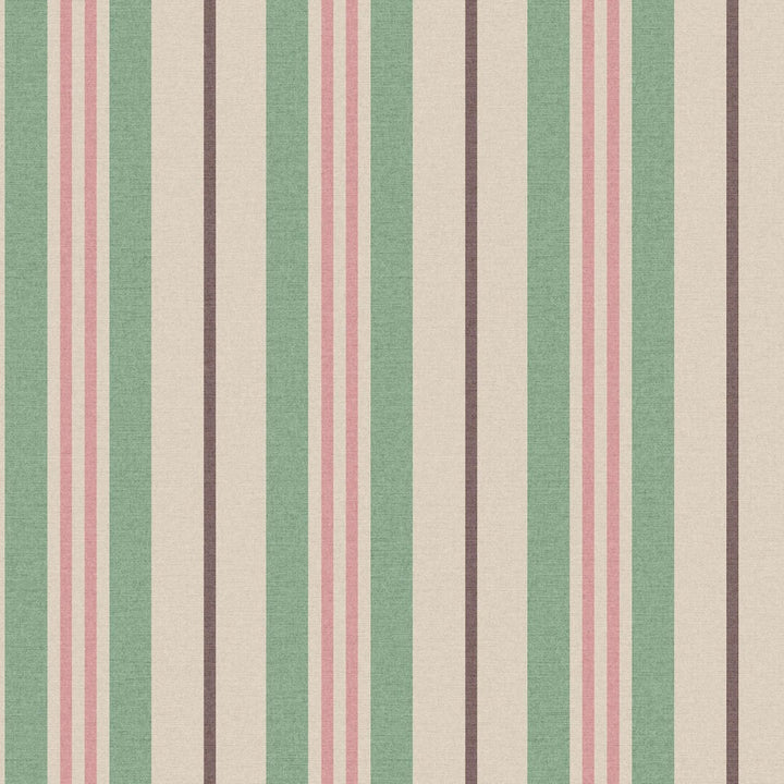 128923 - Joules - Joules Grove Stripe Pink & Green Wallpaper - Decor Warehouse