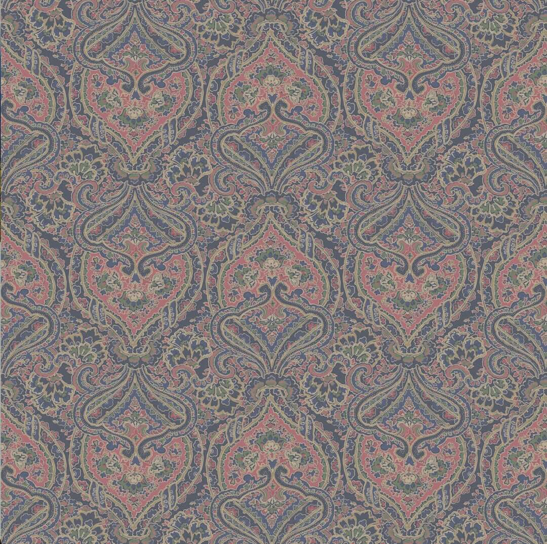 128953 - Joules - Joules Opulent Paisley Print Navy / Multi Wallpaper - Decor Warehouse