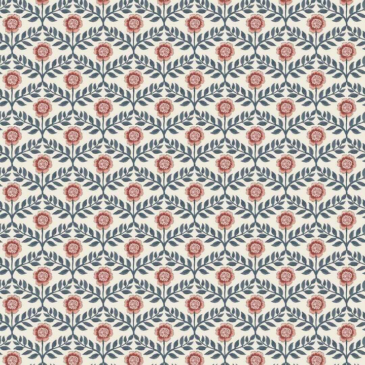 128956 - Joules - Joules Stately Floral Print Cream & Blue Wallpaper - Decor Warehouse
