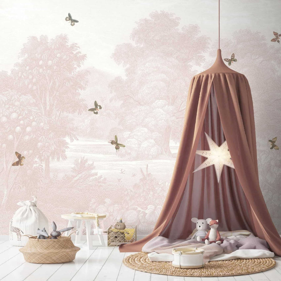  - Land of Milk & Honey Butterflies Blush Pink Wall Mural by Woodchip & Magnolia - WM - 112 - 02RM - Decor Warehouse