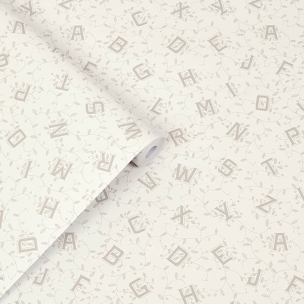 119862 - Laura Ashley - Laura Ashley Alphabet Dove Grey Wallpaper - Decor Warehouse