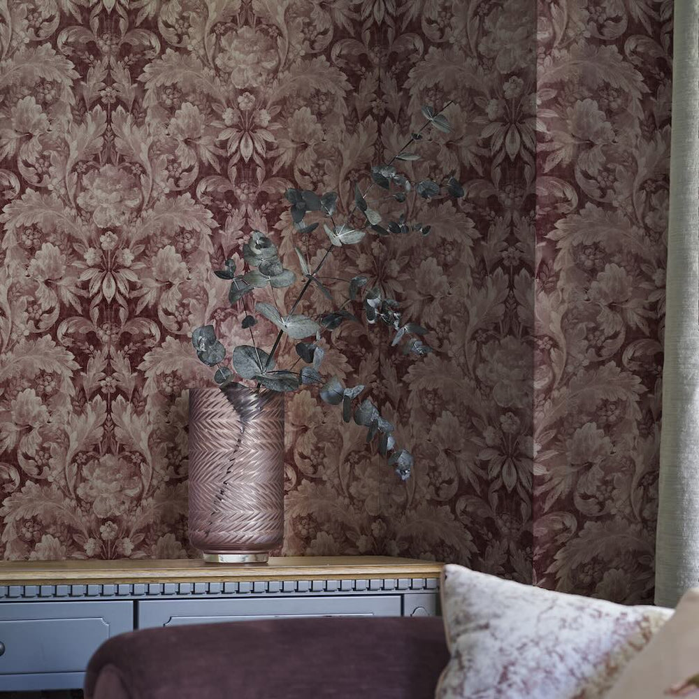 Laura Ashley Apolline Pale Blackberry Wallpaper - 121085