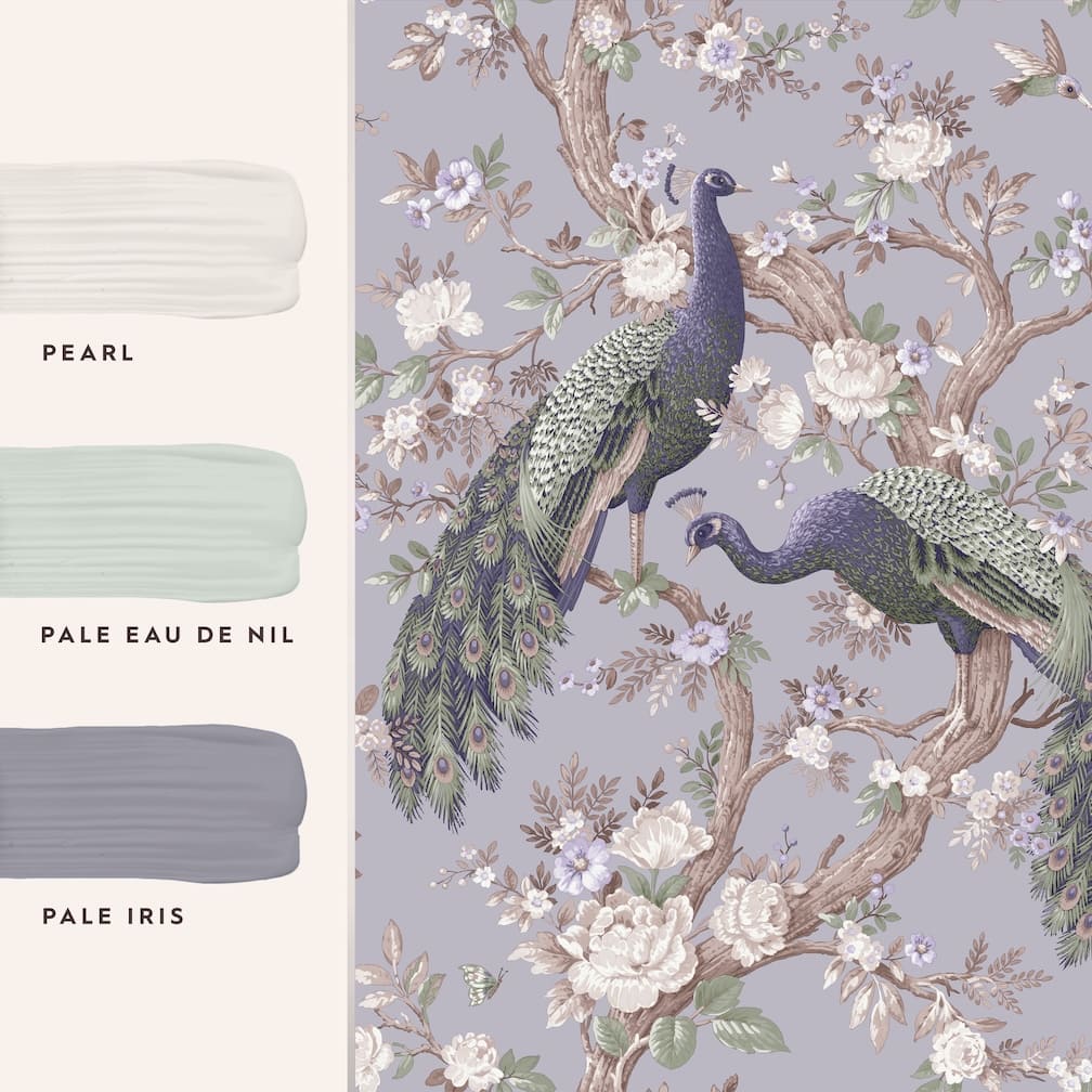 Laura Ashley Belvedere Pale Iris Wallpaper - 115253