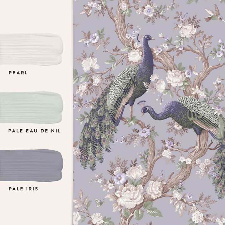Laura Ashley Belvedere Pale Iris Wallpaper - 115253