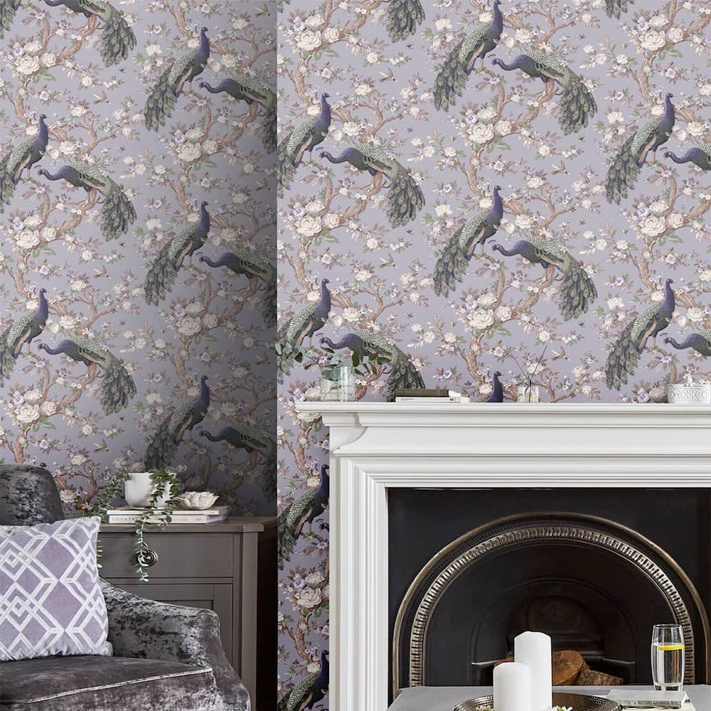  - Laura Ashley Belvedere Pale Iris Wallpaper - 115253 - Decor Warehouse