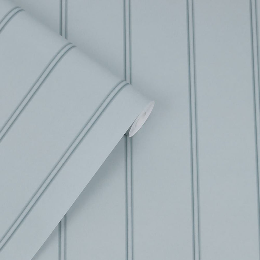  - Laura Ashley Chalford Wood Panelling Seaspray Wallpaper - 122758 - Decor Warehouse