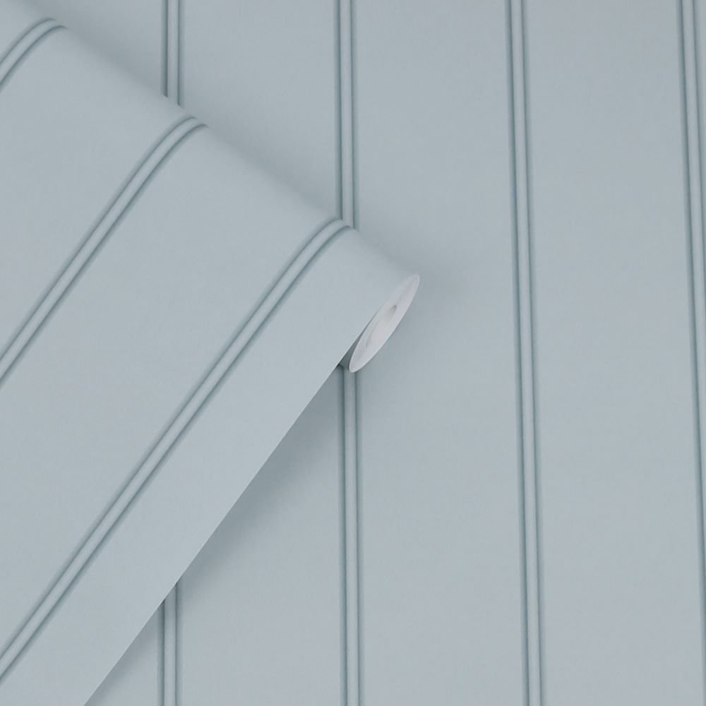 - Laura Ashley Chalford Wood Panelling Seaspray Wallpaper - 122758 - Decor Warehouse