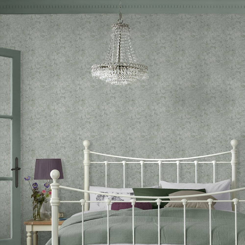 Laura Ashley Corrina Leaf Mineral Green Wallpaper - 121089