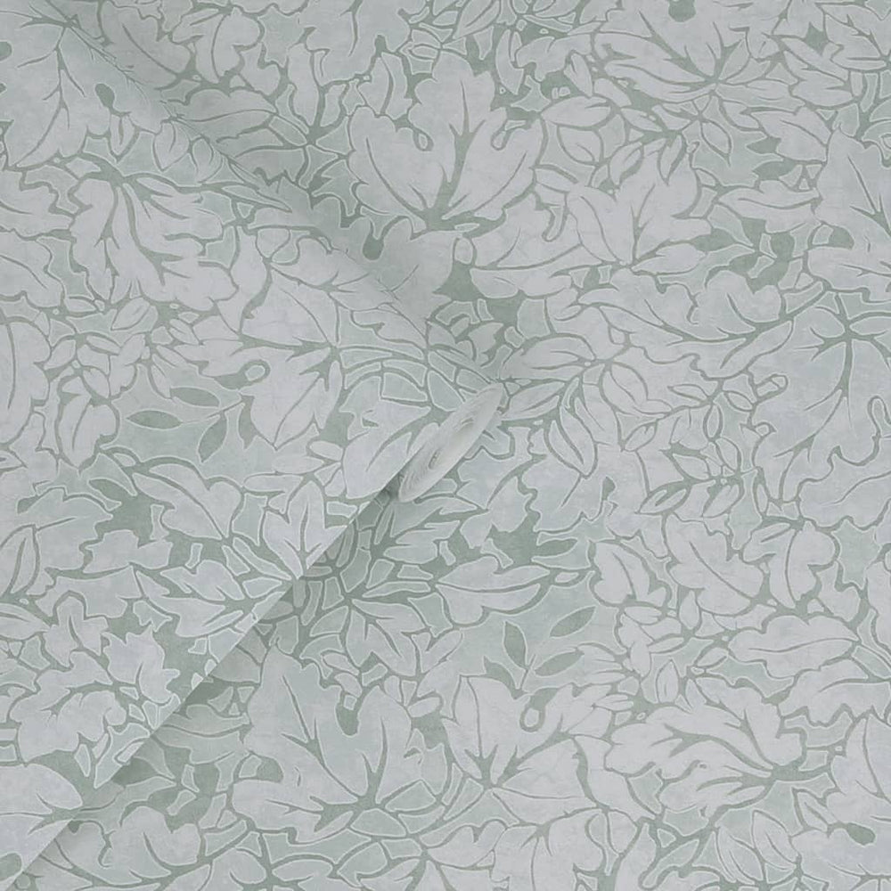 121089 - Laura Ashley - Laura Ashley Corrina Leaf Mineral Green Wallpaper - Decor Warehouse