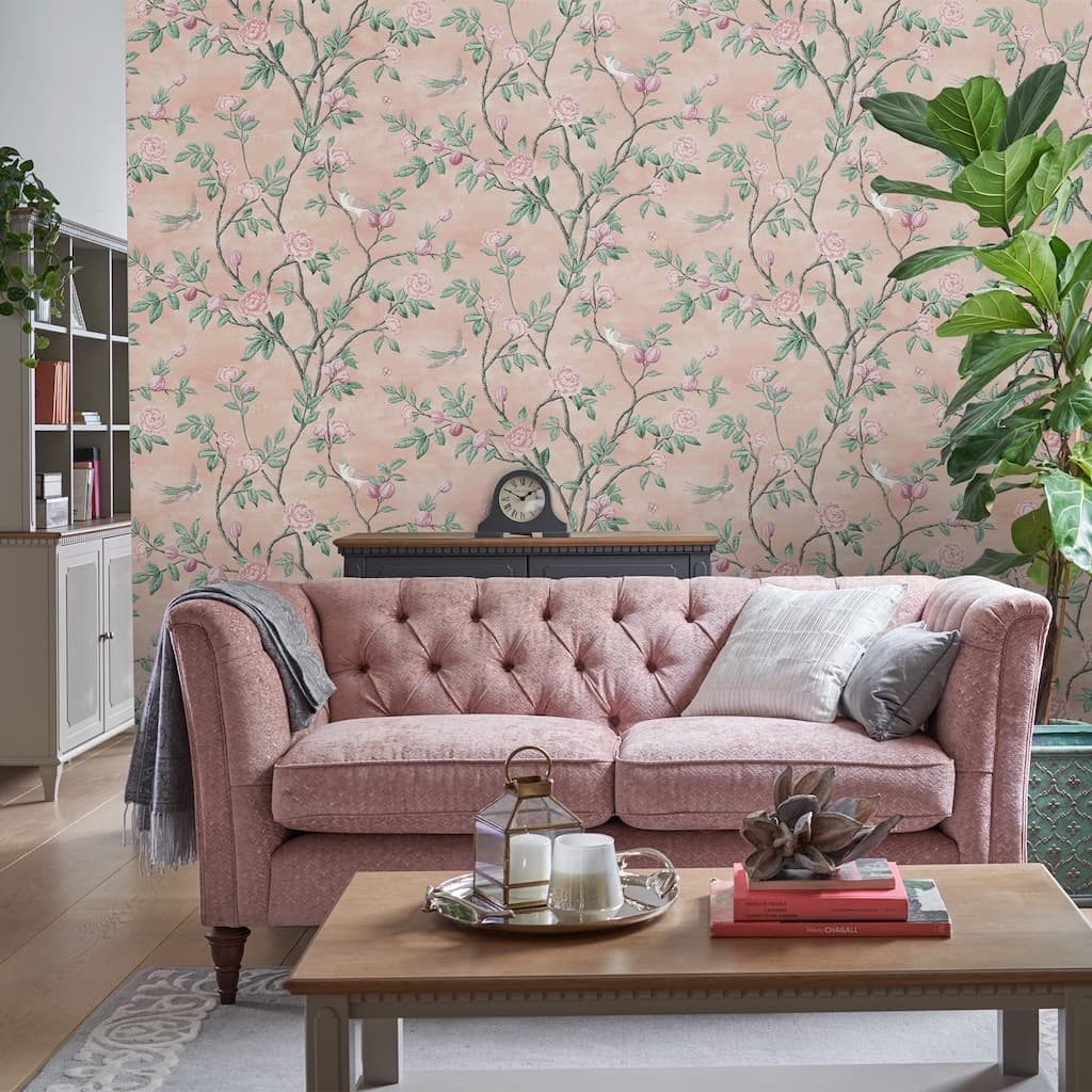 - Laura Ashley Eglantine Blush Wallpaper - 113372 - Decor Warehouse