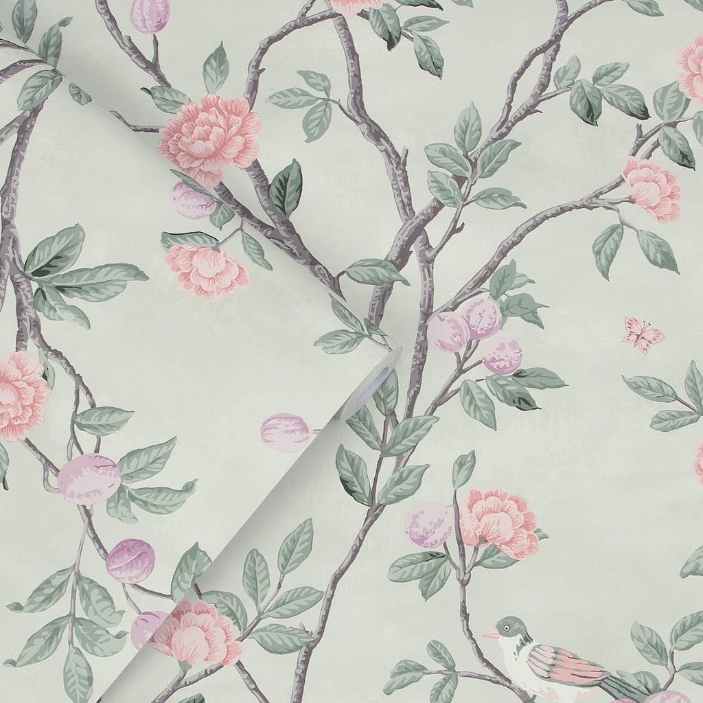 - Laura Ashley Eglantine Eau De Nil Wallpaper - 113371 - Decor Warehouse