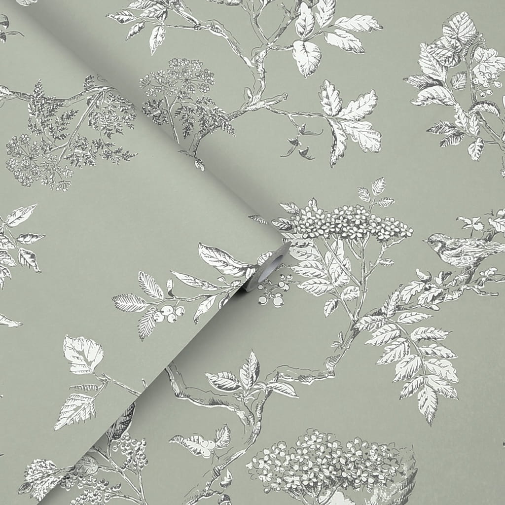 - Laura Ashley Elderwood Sage Wallpaper - 113348 - Decor Warehouse