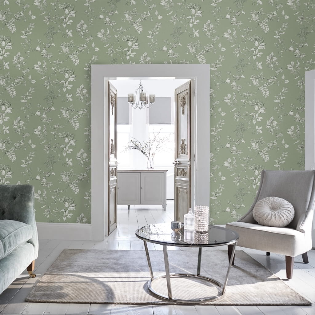 - Laura Ashley Elderwood Sage Wallpaper - 113348 - Decor Warehouse