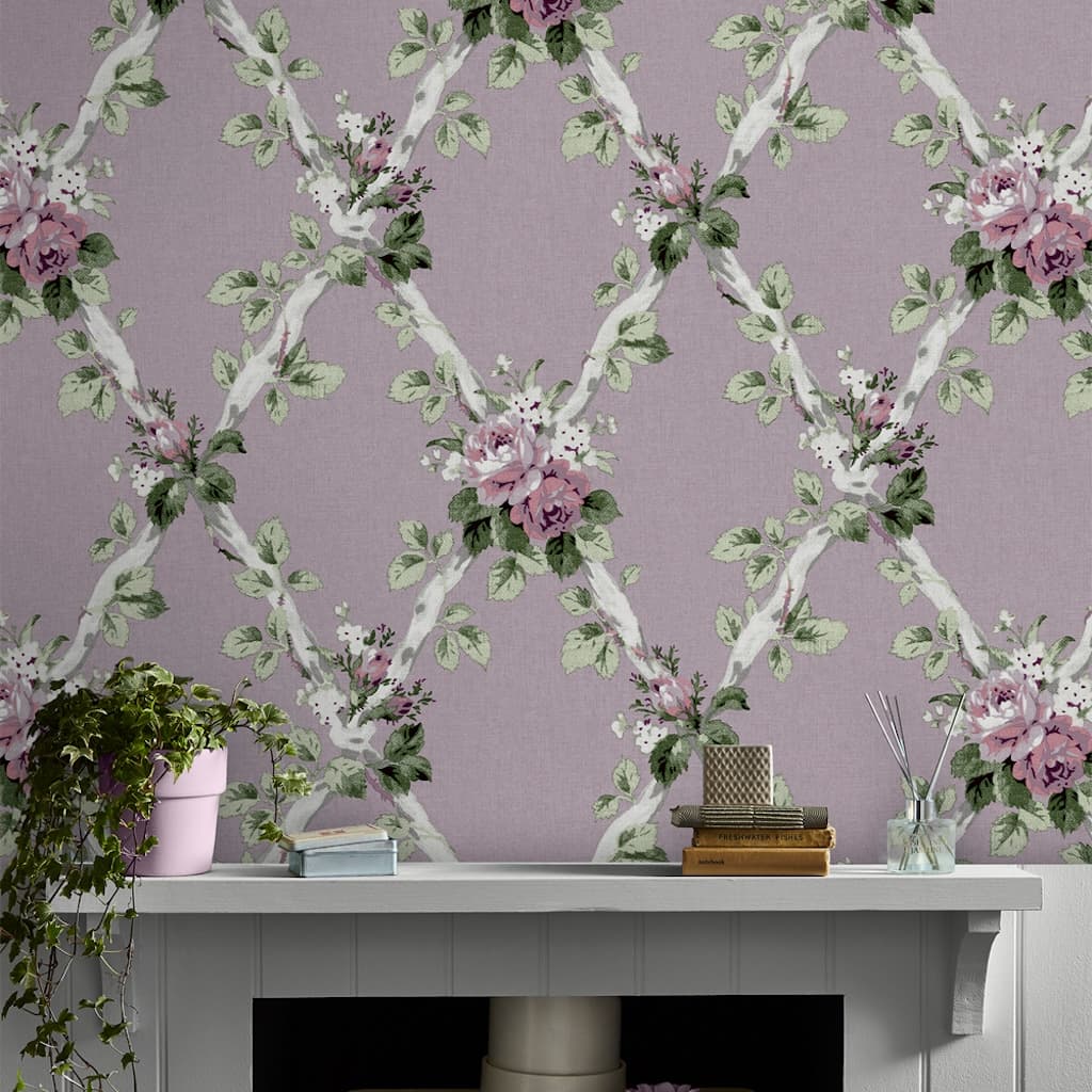 - Laura Ashley Elwyn Grape Wallpaper - 115266 - Decor Warehouse