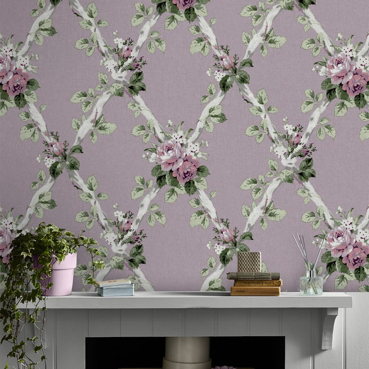 - Laura Ashley Elwyn Grape Wallpaper - 115266 - Decor Warehouse