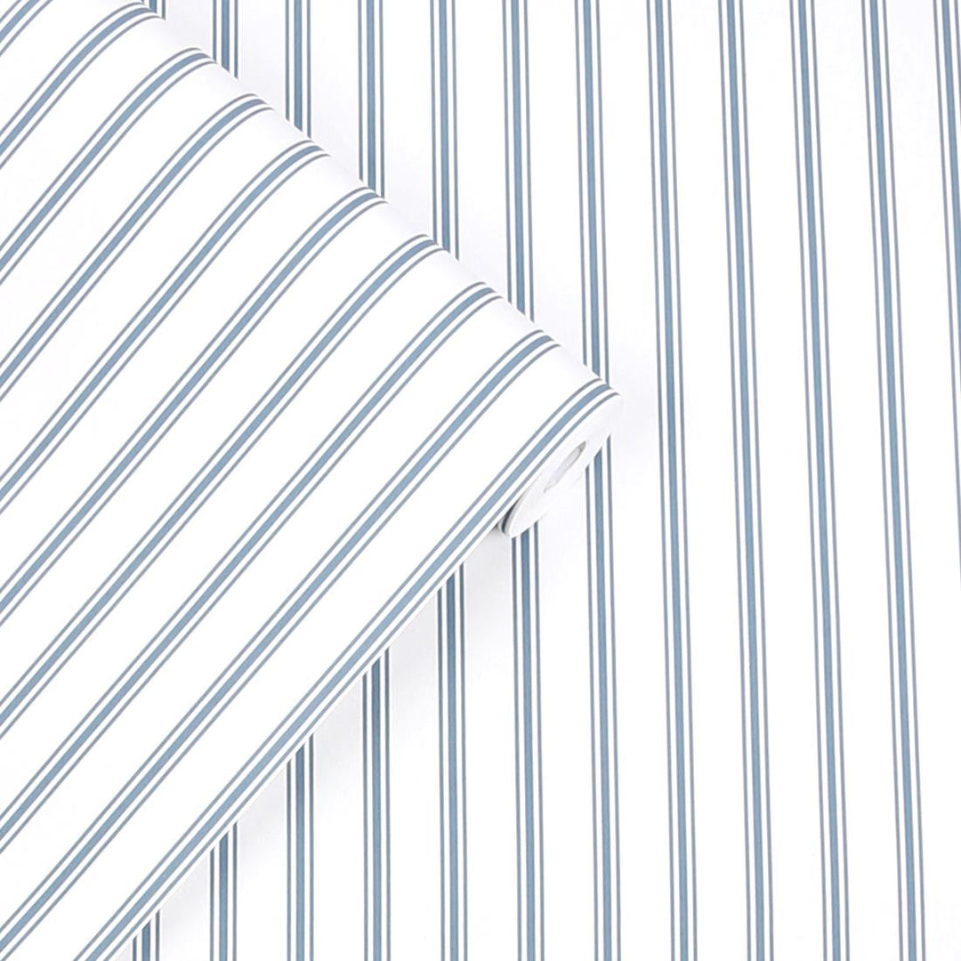 - Laura Ashley Farnworth Stripe Smoke Blue Wallpaper - 122752 - Decor Warehouse