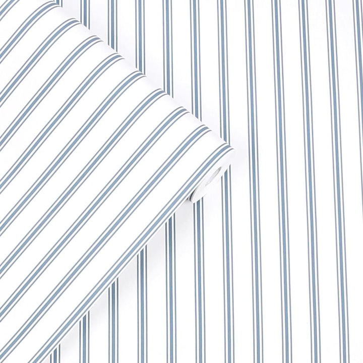 - Laura Ashley Farnworth Stripe Smoke Blue Wallpaper - 122752 - Decor Warehouse