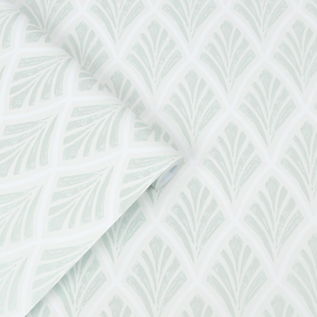 - Laura Ashley Florin Duck Egg Wallpaper - 113376 - Decor Warehouse