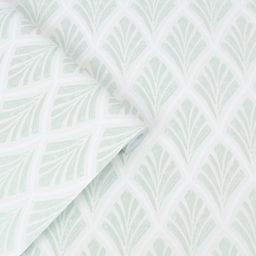  - Laura Ashley Florin Duck Egg Wallpaper - 113376 - Decor Warehouse
