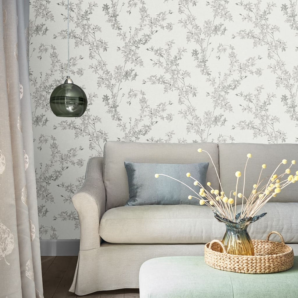  - Laura Ashley Forstyhia Steel Wallpaper - 113349 - Decor Warehouse