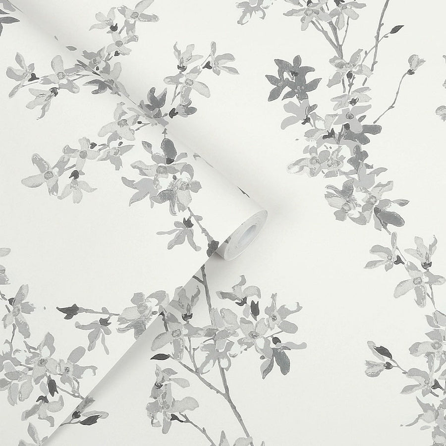  - Laura Ashley Forstyhia Steel Wallpaper - 113349 - Decor Warehouse