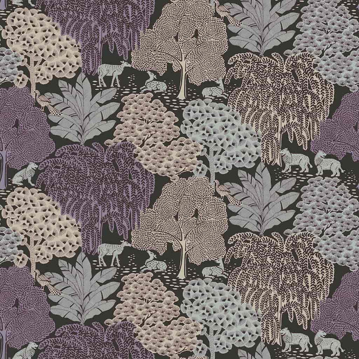 Laura Ashley Garwood Grove Violet Grey Wallpaper